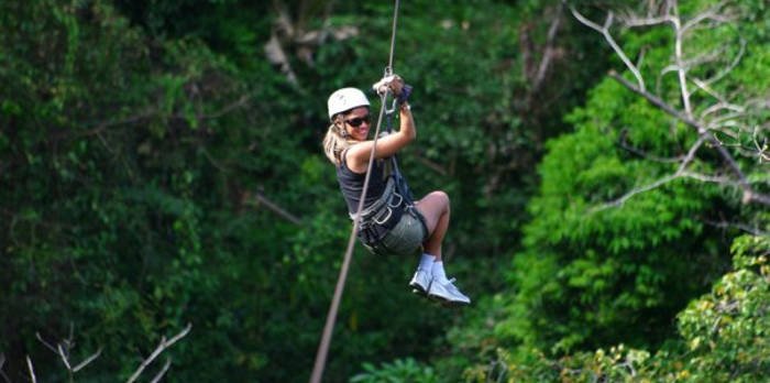 Woman on a zipline